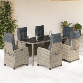 Garden dining set 7 pieces and gray synthetic rattan cushions by , Garden sets - Ref: Foro24-3212650, Price: 859,00 €, Discou...