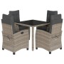 Set comedor de jardín 5 piezas con cojines ratán sintético gris de , Conjuntos de jardín - Ref: Foro24-3212646, Precio: 589,0...