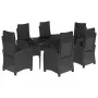 Set de comedor de jardín 7 pzas y cojines ratán sintético negro de , Conjuntos de jardín - Ref: Foro24-3212748, Precio: 919,4...