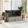 Gartensofa mit Kissen, 2-Sitzer, graues synthetisches Rattan von , Outdoor-Sofas - Ref: Foro24-366137, Preis: 144,37 €, Rabat...