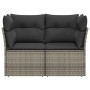 Gartensofa mit Kissen, 2-Sitzer, graues synthetisches Rattan von , Outdoor-Sofas - Ref: Foro24-366137, Preis: 146,11 €, Rabat...