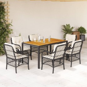 7-piece garden dining set and black synthetic rattan cushions by , Garden sets - Ref: Foro24-3212039, Price: 653,86 €, Discou...