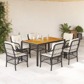 7-piece garden dining set and black synthetic rattan cushions by , Garden sets - Ref: Foro24-3212039, Price: 753,84 €, Discou...