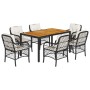 7-piece garden dining set and black synthetic rattan cushions by , Garden sets - Ref: Foro24-3212039, Price: 652,92 €, Discou...