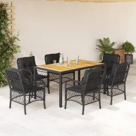 7-piece garden dining set and black synthetic rattan cushions by , Garden sets - Ref: Foro24-3212045, Price: 735,67 €, Discou...