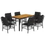 7-teiliges Garten-Essset und schwarze Kissen aus synthetischem Rattan von , Gartensets - Ref: Foro24-3212045, Preis: 682,46 €...