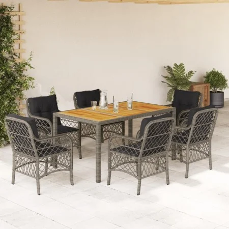 Garden dining set 7 pieces and gray synthetic rattan cushions by , Garden sets - Ref: Foro24-3212051, Price: 694,60 €, Discou...