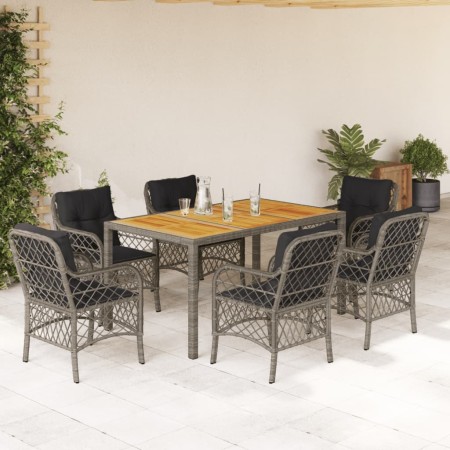 Garten-Essgruppe 7-teilig und graue synthetische Rattankissen von , Gartensets - Ref: Foro24-3212051, Preis: 660,18 €, Rabatt: %