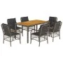 Garden dining set 7 pieces and gray synthetic rattan cushions by , Garden sets - Ref: Foro24-3212051, Price: 694,60 €, Discou...