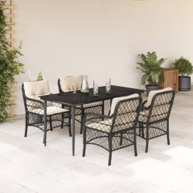 Set de muebles jardín 5 pzas con cojines ratán sintético negro