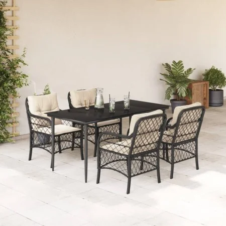 5-teiliges Gartenmöbel-Set mit schwarzen synthetischen Rattankissen von , Gartensets - Ref: Foro24-3212085, Preis: 540,16 €, ...