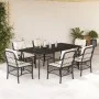 Set de comedor de jardín 7 pzas y cojines ratán sintético negro de , Conjuntos de jardín - Ref: Foro24-3212087, Precio: 793,6...