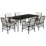 7-teiliges Garten-Essset und schwarze Kissen aus synthetischem Rattan von , Gartensets - Ref: Foro24-3212087, Preis: 754,46 €...