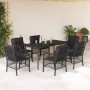 Set de comedor de jardín 7 pzas y cojines ratán sintético negro de , Conjuntos de jardín - Ref: Foro24-3212100, Precio: 620,7...