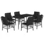 7-teiliges Garten-Essset und schwarze Kissen aus synthetischem Rattan von , Gartensets - Ref: Foro24-3212100, Preis: 713,16 €...