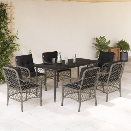 Garten-Essgruppe 7-teilig und graue synthetische Rattankissen von , Gartensets - Ref: Foro24-3212128, Preis: 663,64 €, Rabatt: %