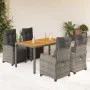 Set comedor de jardín 5 piezas con cojines ratán sintético gris de , Conjuntos de jardín - Ref: Foro24-3212914, Precio: 741,0...