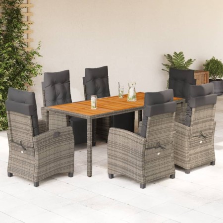 Garden dining set 7 pieces and gray synthetic rattan cushions by , Garden sets - Ref: Foro24-3212916, Price: 939,55 €, Discou...