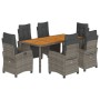 Garten-Essgruppe 7-teilig und graue synthetische Rattankissen von , Gartensets - Ref: Foro24-3212916, Preis: 938,48 €, Rabatt: %