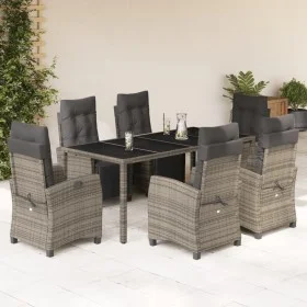 Garden dining set 7 pieces and gray synthetic rattan cushions by , Garden sets - Ref: Foro24-3212898, Price: 1,00 €, Discount: %