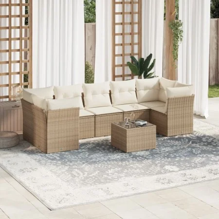 Juego de sofás de jardín con cojines beige 8 pzas ratán PE de , Conjuntos de jardín - Ref: Foro24-3249127, Precio: 522,16 €, ...