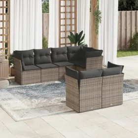 7-teiliges Gartensofa-Set mit grauen PE-Rattan-Kissen von , Gartensets - Ref: Foro24-3249739, Preis: 455,00 €, Rabatt: %