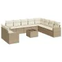 11-teiliges Gartensofa-Set mit beigen synthetischen Rattankissen von , Modulare Sofas für den Außenbereich - Ref: Foro24-3251...