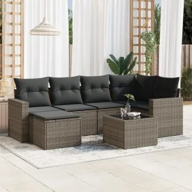 7-piece garden sofa set with gray PE rattan cushions by , Modular outdoor sofas - Ref: Foro24-3251607, Price: 428,29 €, Disco...