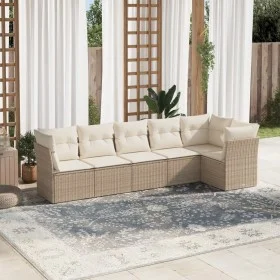 Garden sofa set with cushions 6 pieces beige synthetic rattan by , Garden sets - Ref: Foro24-3249497, Price: 407,03 €, Discou...