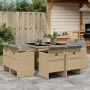 9-teiliges Garten-Essset mit beigen Kissen aus synthetischem Rattan von , Gartensets - Ref: Foro24-3210660, Preis: 644,69 €, ...