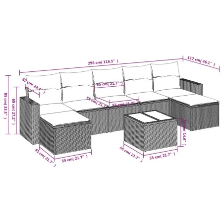 Gartensofa-Set mit beigen Kissen 8 Stück PE-Rattan von , Modulare Sofas für den Außenbereich - Ref: Foro24-3251685, Preis: 51...
