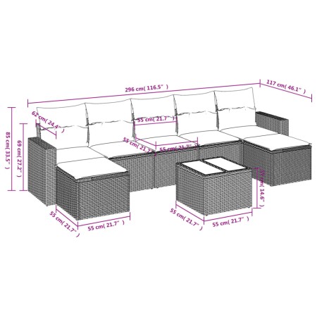 Gartensofa-Set mit beigen Kissen 8 Stück PE-Rattan von , Modulare Sofas für den Außenbereich - Ref: Foro24-3251685, Preis: 50...