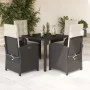 5-teiliges Gartenmöbel-Set mit schwarzen synthetischen Rattankissen von , Gartensets - Ref: Foro24-3212196, Preis: 587,98 €, ...
