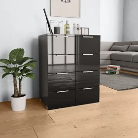 Aparador de madera de ingeniería negro brillante 60x35x80 cm by vidaXL, Drawers - Ref: Foro24-283713, Price: 135,28 €, Discou...