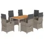 Set comedor jardín 7 pzas y cojines ratán sintético gris de , Conjuntos de jardín - Ref: Foro24-3212244, Precio: 845,94 €, De...