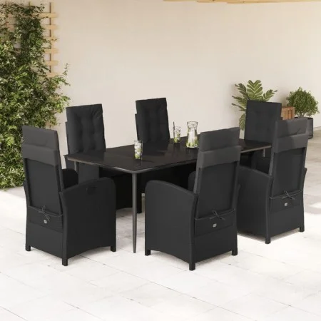 7-piece garden dining set and black synthetic rattan cushions by , Garden sets - Ref: Foro24-3212317, Price: 983,92 €, Discou...