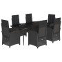 7-piece garden dining set and black synthetic rattan cushions by , Garden sets - Ref: Foro24-3212317, Price: 910,16 €, Discou...
