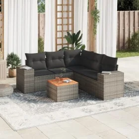 6-teiliges Gartenmöbel-Set und graue synthetische Rattankissen von , Gartensets - Ref: Foro24-3257775, Preis: 387,89 €, Rabat...
