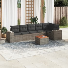 7-piece garden sofa set with gray PE rattan cushions by , Garden sets - Ref: Foro24-3257789, Price: 449,04 €, Discount: %