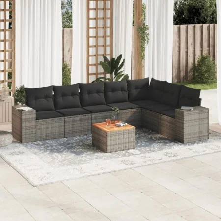 8-piece garden sofa set and gray synthetic rattan cushions by , Garden sets - Ref: Foro24-3257810, Price: 494,87 €, Discount: %