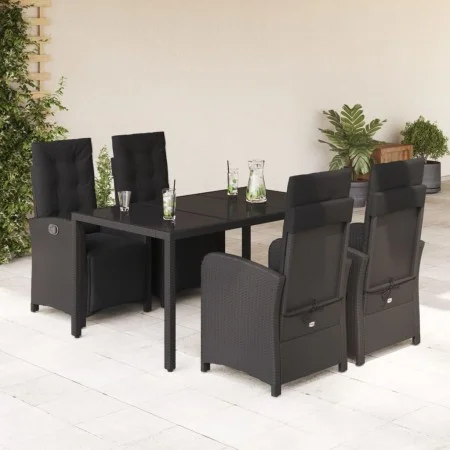 5-teiliges Gartenmöbel-Set mit schwarzen synthetischen Rattankissen von , Gartensets - Ref: Foro24-3212458, Preis: 656,01 €, ...