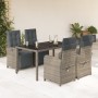 5-teiliges Garten-Essset mit grauen Kissen aus synthetischem Rattan von , Gartensets - Ref: Foro24-3212464, Preis: 622,71 €, ...