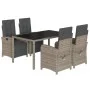 5-piece garden dining set with gray synthetic rattan cushions by , Garden sets - Ref: Foro24-3212464, Price: 675,59 €, Discou...