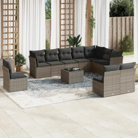 11-piece garden sofa set and gray synthetic rattan cushions by , Garden sets - Ref: Foro24-3249649, Price: 635,81 €, Discount: %