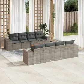 9-teiliges Gartenmöbel-Set und graue synthetische Rattankissen von , Gartensets - Ref: Foro24-3257698, Preis: 590,69 €, Rabat...