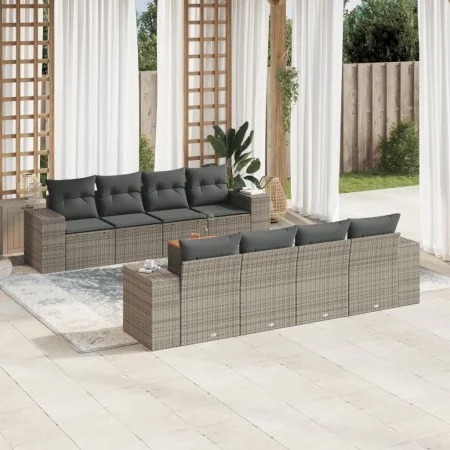 9-teiliges Gartenmöbel-Set und graue synthetische Rattankissen von , Gartensets - Ref: Foro24-3257698, Preis: 590,69 €, Rabat...