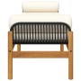 Garden bench with black acacia synthetic rattan cushion by , garden benches - Ref: Foro24-366299, Price: 173,84 €, Discount: %