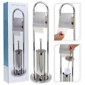 Bathroom Solutions Soporte de papel higiénico y escobilla acero