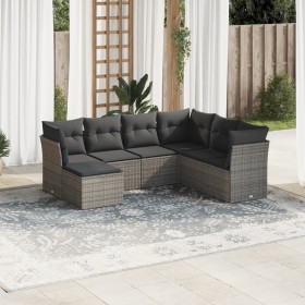 7-piece garden sofa set with gray PE rattan cushions by , Garden sets - Ref: Foro24-3249829, Price: 437,71 €, Discount: %