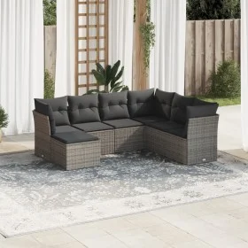 7-teiliges Gartensofa-Set mit grauen PE-Rattan-Kissen von , Gartensets - Ref: Foro24-3249829, Preis: 424,93 €, Rabatt: %